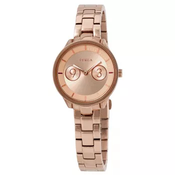 FURLA Giada Moteriškas Laikrodis R4253102518 31mm Rožinio Aukso PVD Nerūdijančio Plieno Korpusas Rožinis Odinis Dirželis Sidabrinis Ciferblatas