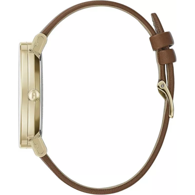 FURLA Giada moteriškas kvarcinis laikrodis WW00003002L2, 38 mm, pilkas ciferblatas, ruda odinė apyrankė