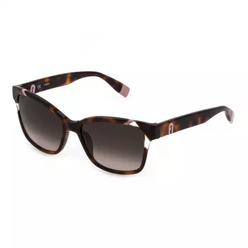 FURLA SFU470-5401AY Moteriški Akiniai nuo Saulės - Juodas Acetato Rėmelis, Pilki Gradientiniai Lęšiai, 54mm