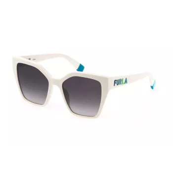 FURLA SFU686-5403GF Moteriški stačiakampiai akiniai nuo saulės Havana Brown acetato rėmeliu gradientiniais rudais lęšiais 54/18/140 mm