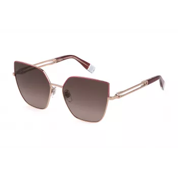 FURLA Moteriški katininiai akiniai nuo saulės SFU690-580SHP Havana Brown Acetate rėmelis, Brown Gradient lęšiai 58/17/135 mm