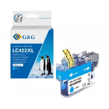 G&G suderinama žydros spalvos rašalo kasetė Brother LC422XLC (didelės talpos, 1500 puslapių) - 20585