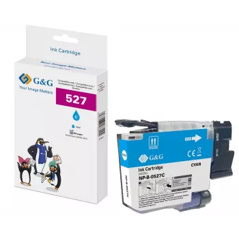 G&G suderinama žydros spalvos rašalo kasetė Brother LC527C (900 puslapių, 12 ml) 22058