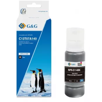G&G suderinamas rašalo buteliukas Epson 114/C13T07A140 EcoTank, juodas, 70ml, didelės išeigos (19371)