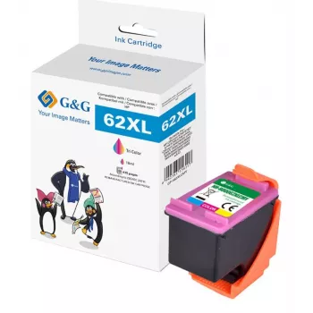 G&G suderinama rašalo kasetė HP 62XL / C2P07AN trispalvė didelės talpos (18836)