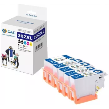 G&G Suderinamas Rašalo Kasečių Rinkinys 5 vnt. Epson 202XL Juoda/Cian/Magenta/Geltona/Foto Juoda (15180)