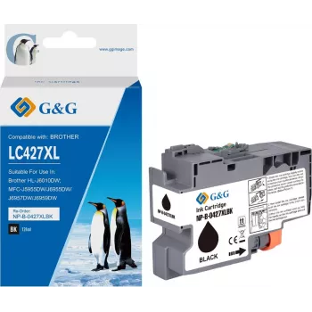 G&G rašalo kasetė, suderinama su Brother 427XL LC-427XLBK Black High Yield