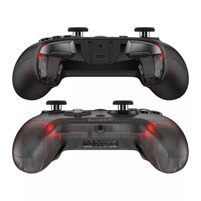 GameSir Cyclone 2 Tri-Mode belaidis žaidimų valdiklis su Hall Effect svirtimis ir gaidukais, RGB apšvietimu, programuojamais galiniais mygtukais, 6 ašių giroskopu, 20h baterija – juodas