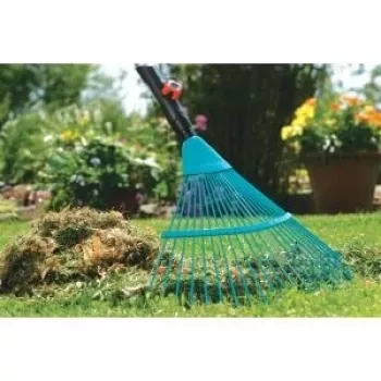 Gardena combisystem lapų grėblys 3100, 50 cm darbinis plotis, plastikiniais dantukais, pilkas/oranžinis