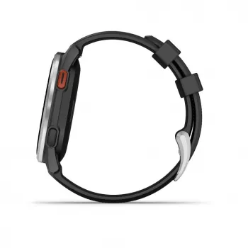 Garmin Approach S44 sidabrinis aliuminio apvadas su juodu silikoniniu dirželiu