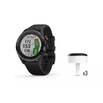 Garmin Approach S62 GPS golfo laikrodis su 3 CT10 lazdų sekimo jutikliais, juodas