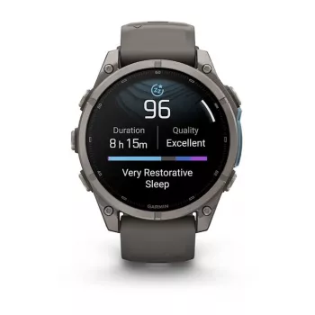 Garmin Fenix 9 – 47mm Titanium su Pebble Grey silikoniniu dirželiu