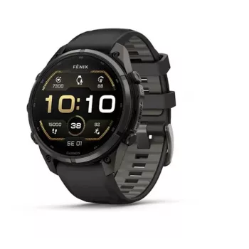 Garmin Fenix 9 Pro – 47 mm Carbon Gray DLC titano korpusas su juoda/pebble grey silikonine apyranke