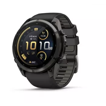 Garmin Fenix 9 Pro – inReach, 51mm Carbon Gray DLC Titanium su juodu/pebble pilku silikoniniu dirželiu