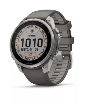 Garmin fenix 9 Pro – inReach, saulės baterija, 47mm titanas su Pebble Grey silikoniniu dirželiu