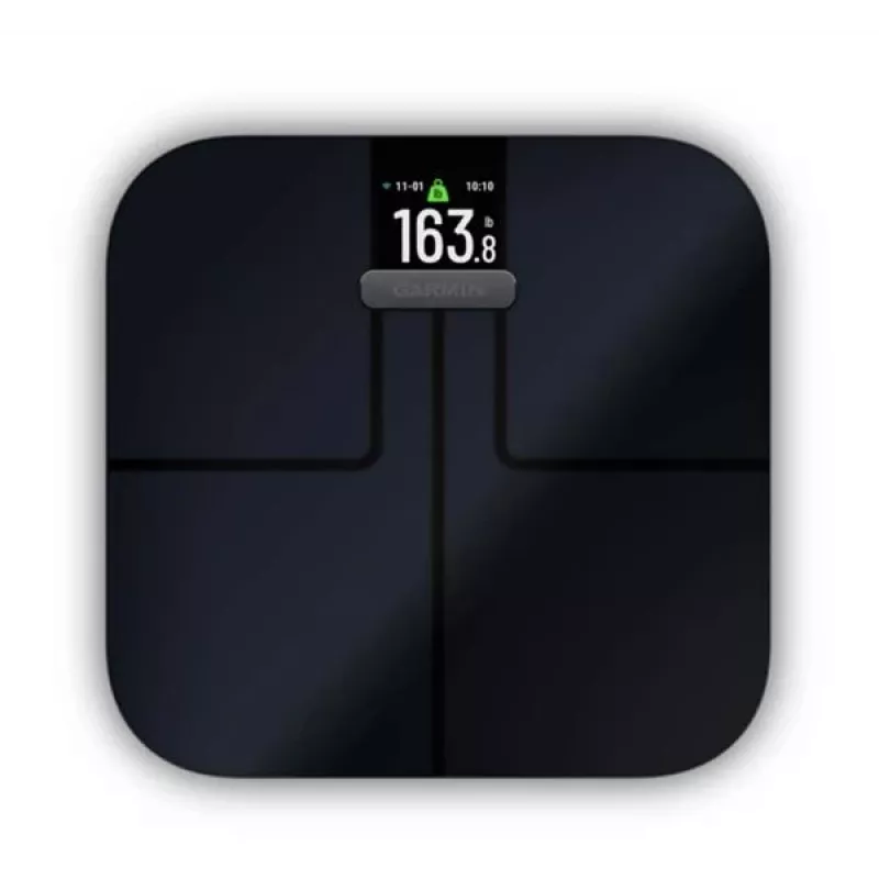Garmin Index S2 išmaniosios svarstyklės juodos spalvos su Wi-Fi, kūno sudėties analize, 16 vartotojų profilių