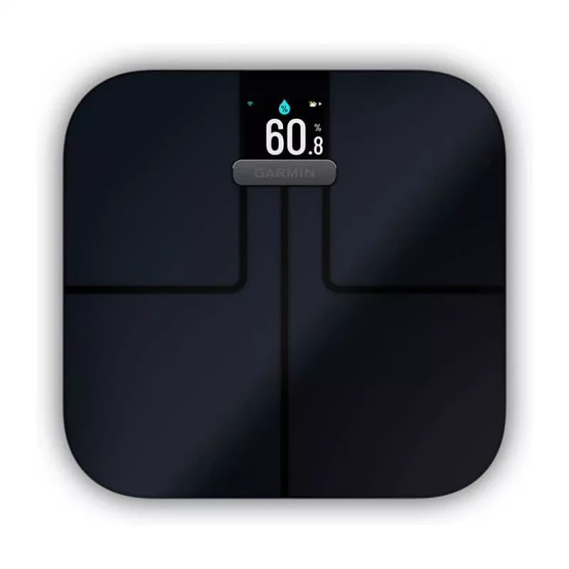 Garmin Index S2 išmaniosios svarstyklės juodos spalvos su Wi-Fi, kūno sudėties analize, 16 vartotojų profilių