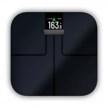 Garmin Index S2 išmaniosios svarstyklės juodos spalvos su Wi-Fi, kūno sudėties analize, 16 vartotojų profilių