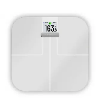 Garmin Index S2 išmaniosios svarstyklės (balta) – kūno sudėties analizatorius su Wi-Fi, Bluetooth ir spalvotu ekranu