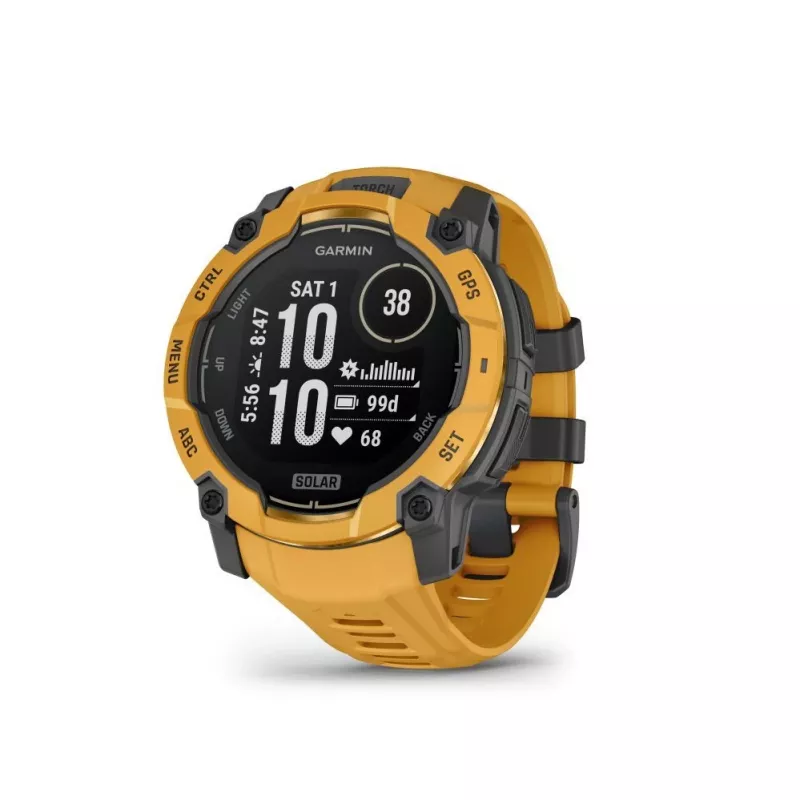Garmin Instinct 3 – 50 mm, Solar Sunburst su Sunburst/Pilkas dirželis