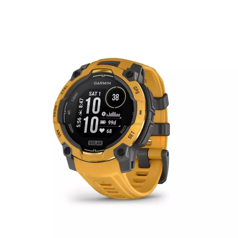 Garmin Instinct 3 Solar 45mm GPS Smartwatch Sunburst su Sunburst/Pilka juosta