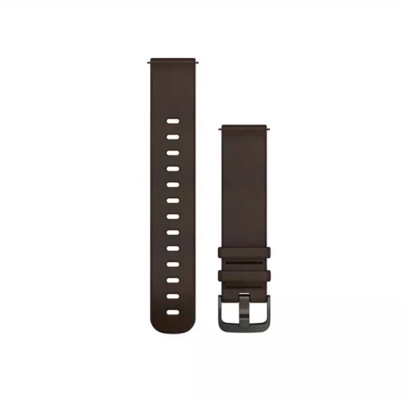 Garmin Quick Release Bands (20 mm) tamsiai rudos odos dirželis su sidabrine sagtimi