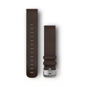 Garmin Quick Release Bands (20 mm) tamsiai rudos odos dirželis su sidabrine sagtimi