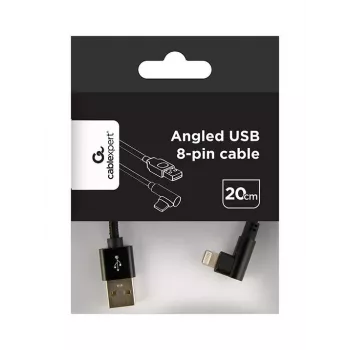 GEMBIRD kampuotas pintas USB-A į 8 kontaktų Lightning kabelis 0.2 m juodas