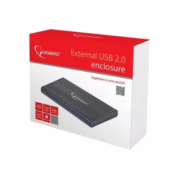Gembird EE2-U2S-5 išorinis USB 2.0 dėklas 2,5 inch SATA HDD/SSD, aliuminis, juodas