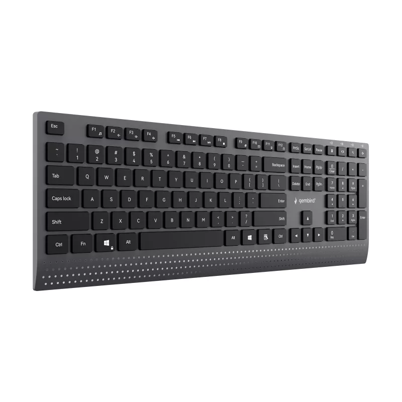 Gembird KB-MCH-06 plonas laidinis multimedijos klaviatūra su Type-C adapteriu, JAV išdėstymu, juoda