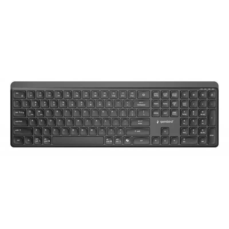 Gembird KB-WPS-03 belaidė klaviatūra su dvigubu ryšiu (2.4G + Bluetooth), US išdėstymas, juoda