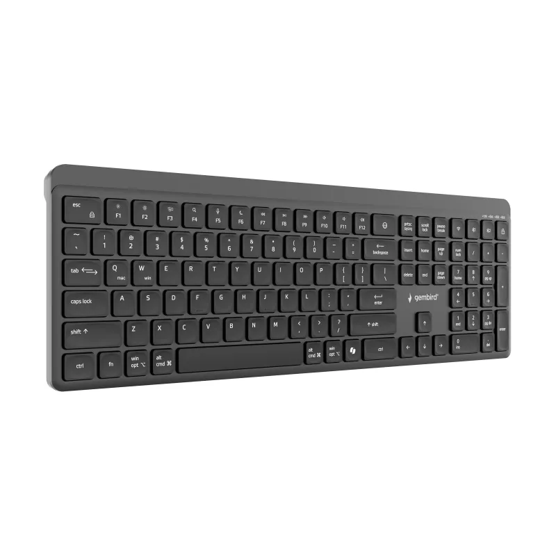Gembird KB-WPS-03 belaidė klaviatūra su dvigubu ryšiu (2.4G + Bluetooth), US išdėstymas, juoda
