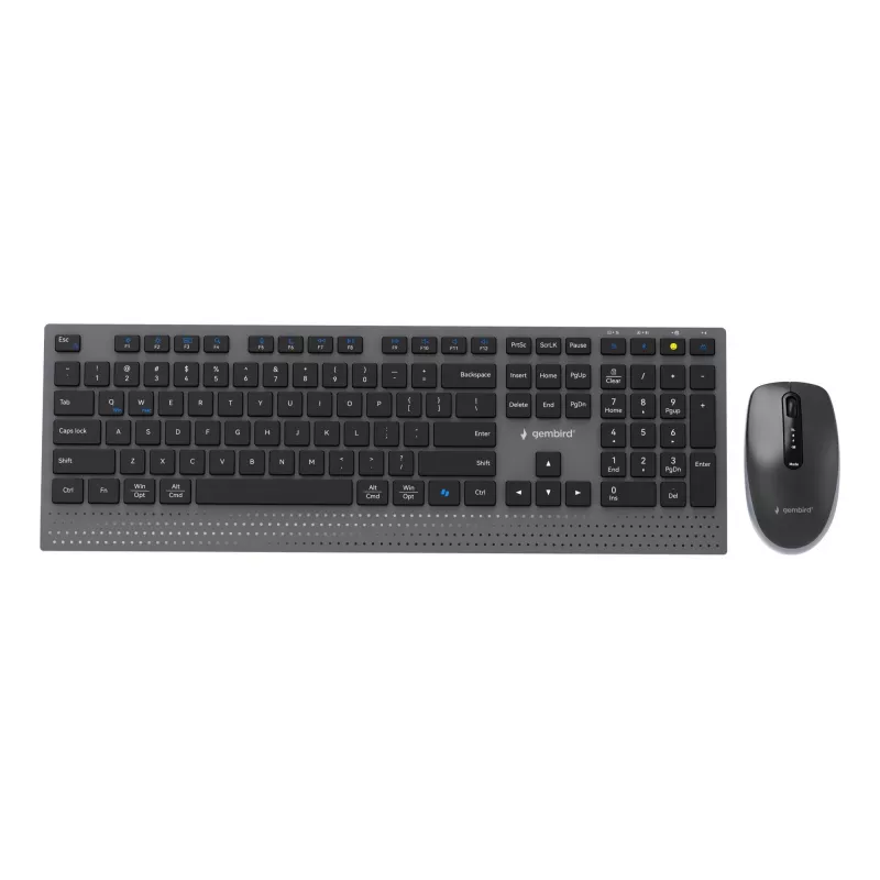 Gembird KBS-WPS-02 belaidis dviejų režimų kompiuterio rinkinys, 2.4GHz + Bluetooth, US išdėstymas (klaviatūra ir pelė)