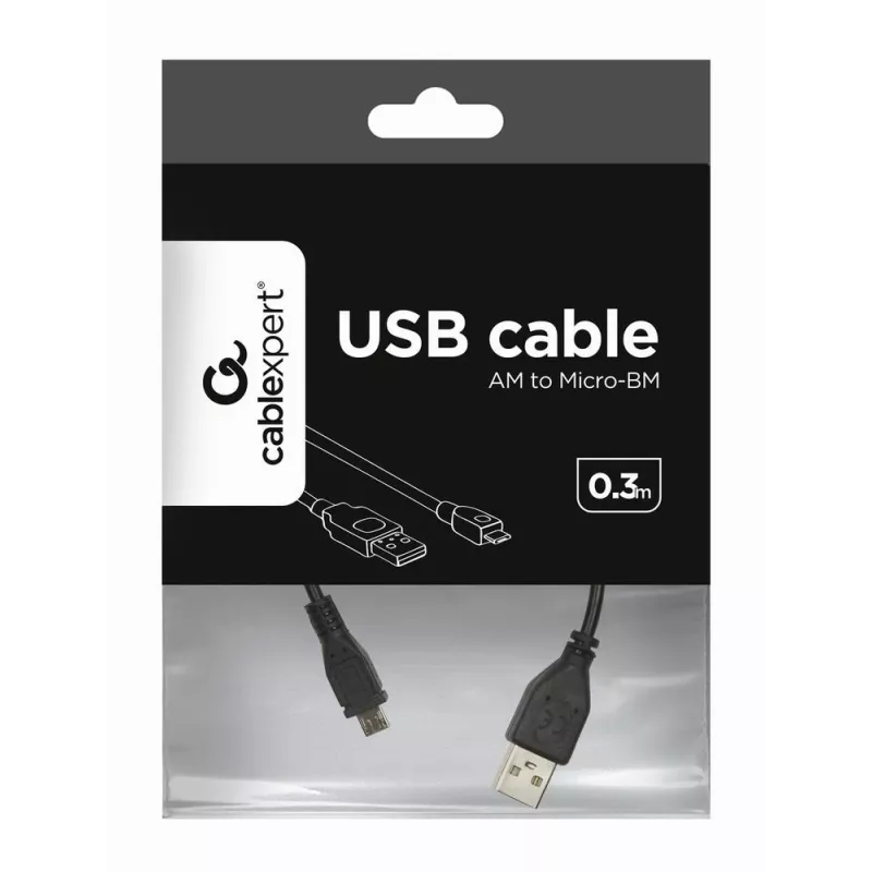 Gembird USB 2.0 laidas Micro-USB AM-MBM5P 0,3 m juodas