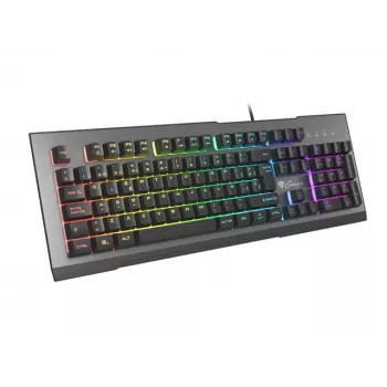 GENESIS Rhod 500 RGB žaidimų klaviatūra – membraninė, ispaniškas QWERTY išdėstymas, juoda/ pilka