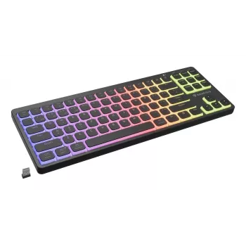 GENESIS Thor 430 TKL belaidė mechaninė žaidimų klaviatūra, Outemu Red jungikliai, RGB apšvietimas, trigubas režimas (USB-C/2.4GHz/Bluetooth), JAV anglų QWERTY, juoda