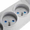 GETFORT 5 lizdų apsauginis prailgintuvas su 2 USB įkrovimo prievadais, 1,5 m kabeliu, pilkas