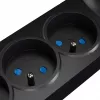 GETFORT 5P-3M-B-USB apsauginis prailgintuvas su 5 kištukinėmis rozetėmis, 2 USB-A prievadais, 3 m kabeliu, juodas