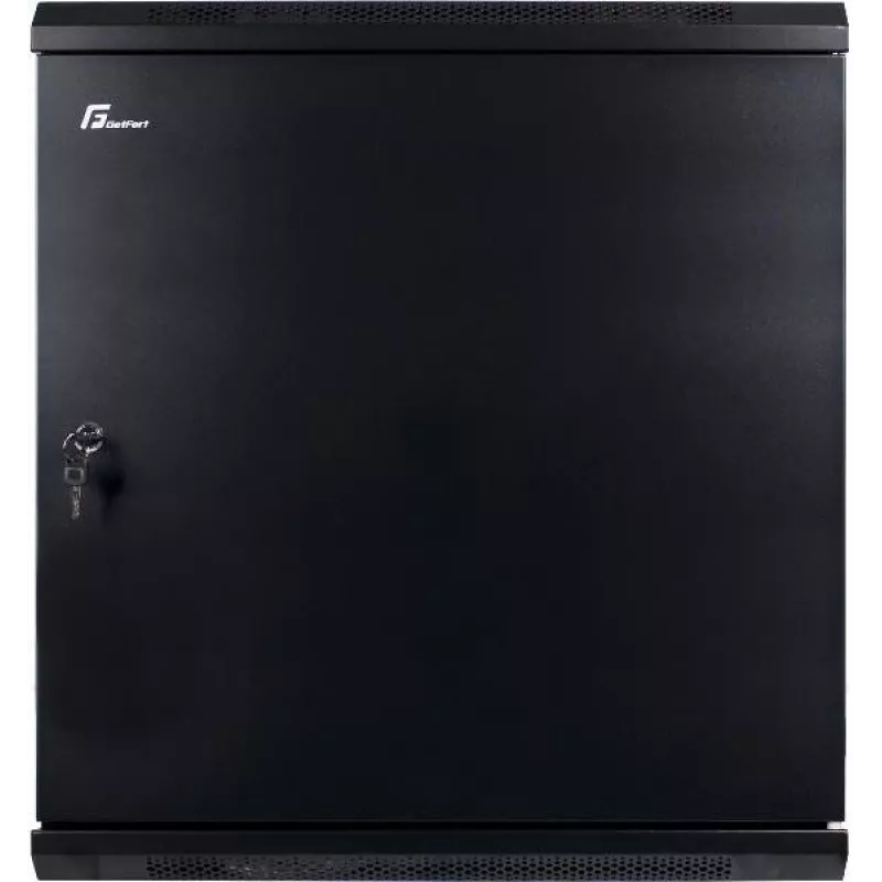 GETFORT CALI 12U 19 colių sieninis stelažas 600x450 mm, juodos spalvos, plieninės durys