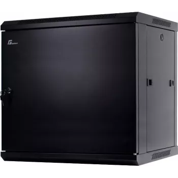 GETFORT CALI 12U 19 colių sieninis stelažas 600x450 mm, juodos spalvos, plieninės durys