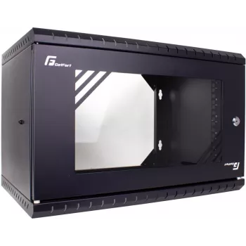 GETFORT ECO v3 19 colių 6U sieninis tinklo spintos korpusas su grūdinto stiklo durimis, 520x450 mm, juodas