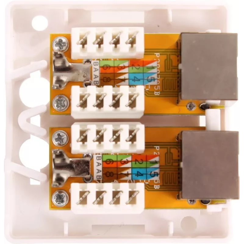 GETFORT GF-2G5EFTP ekranuotas paviršinis RJ45 lizdas, 2 prievadai, Cat.5e, baltas