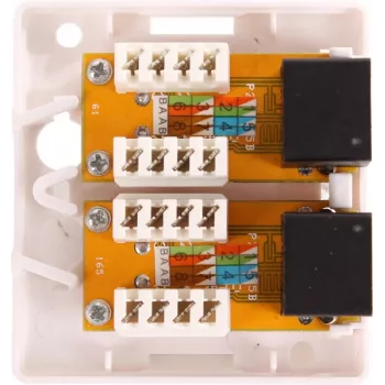 GETFORT GF-2G5EUTP paviršiaus dvigubas RJ45 Cat.5e UTP tinklo lizdas, baltas