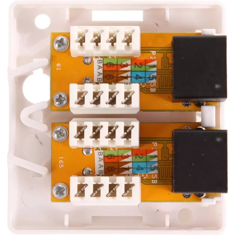 GETFORT GF-2G5EUTP paviršiaus dvigubas RJ45 Cat.5e UTP tinklo lizdas, baltas