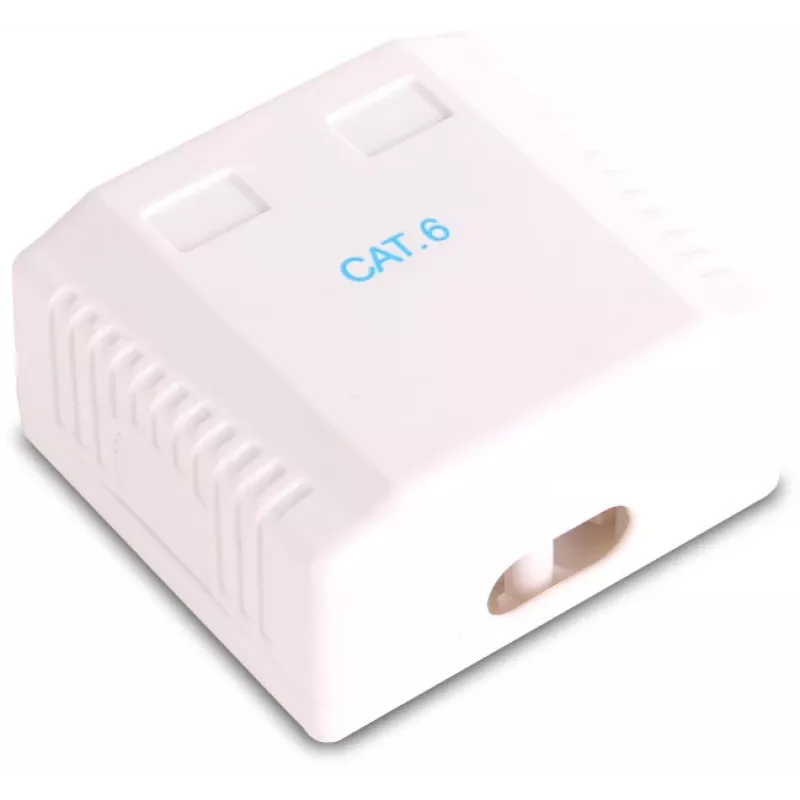 GETFORT GF-2G6FTP Ekranuotas montuojamas ant paviršiaus tinklo lizdas, 2x RJ45, Cat6 FTP, baltas