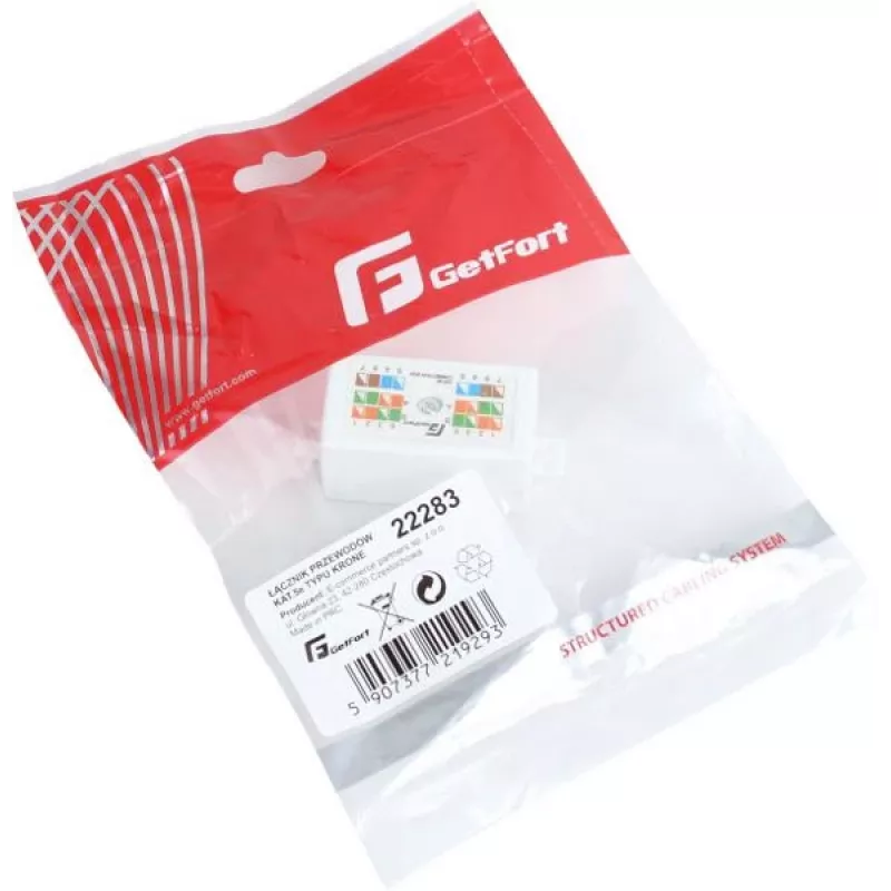 GETFORT GF-LP-6UTP Cat.6 UTP įmontuojama kabelio jungtis, Krone tipo, balta