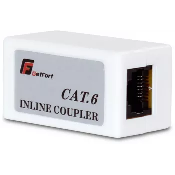 GETFORT RJ45 Cat.6 UTP įmontuojama mova moteriška į moterišką juoda