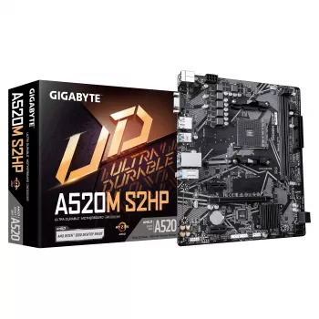 GIGABYTE A520M S2HP AM4 Micro-ATX motininė plokštė, DDR4, HDMI, D-Sub, DisplayPort, M.2, Gigabit LAN