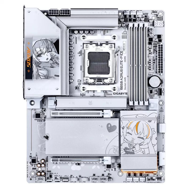 GIGABYTE B850 AORUS ELITE-P ICE AM5 ATX pagrindinė plokštė, 4xDDR5, PCIe 5.0, 2.5GbE, Wi-Fi 6E, balta