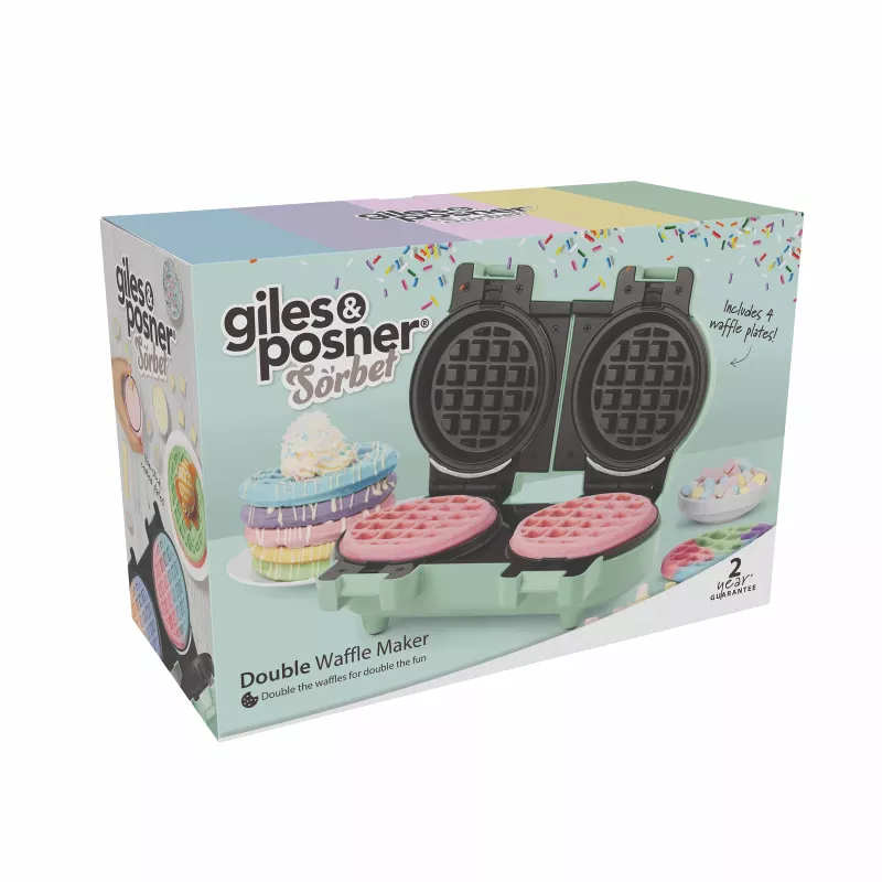 Giles & Posner EK5922GSGRVDE Dvigubas vaflių keptuvas - 1200W, nelipni danga, juoda/sidabrinė